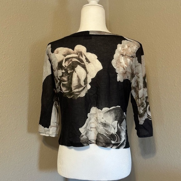 Zara Collection Floral Black & White Blouse Size: 28 - Picture 6 of 6